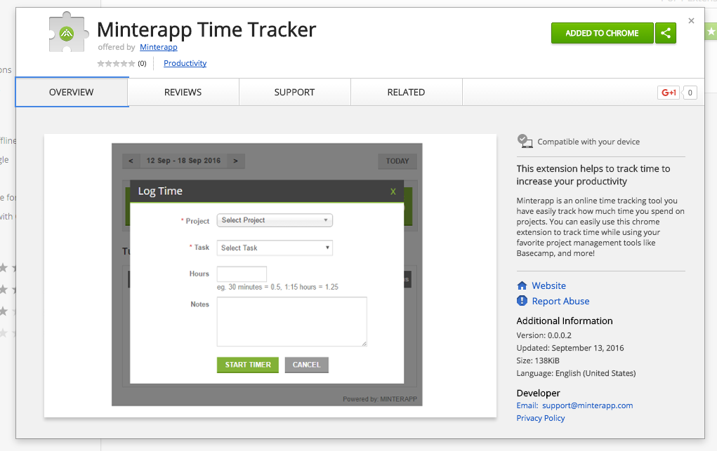 Time Tracking Chrome Extension