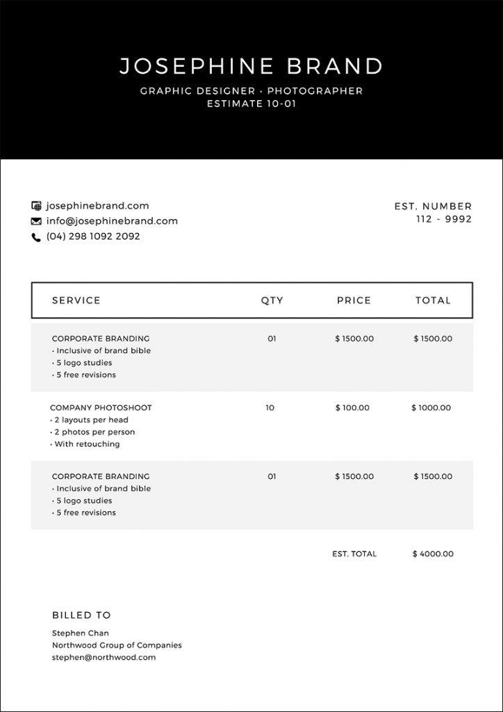 15 Simple Estimate Template Designs