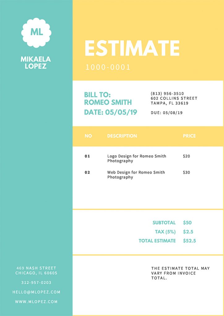 15 Simple Estimate Template Designs