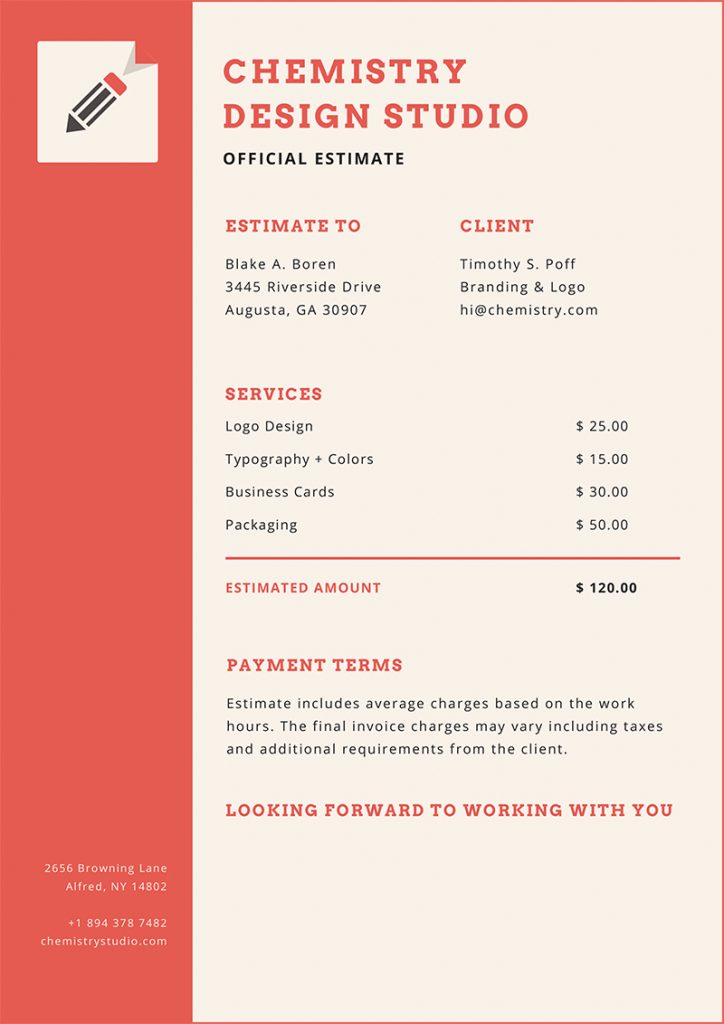 15 Simple Estimate Template Designs