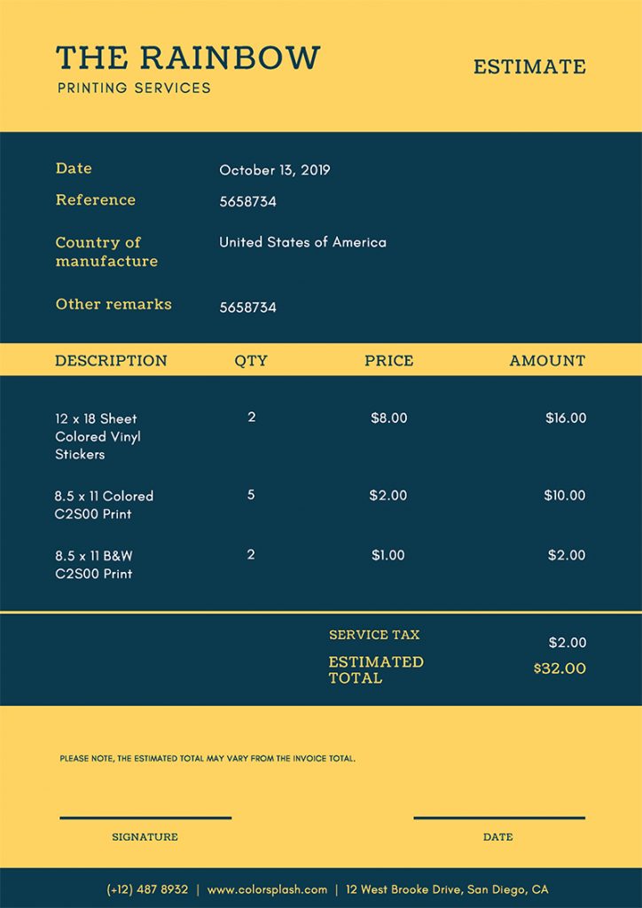 15 Simple Estimate Template Designs