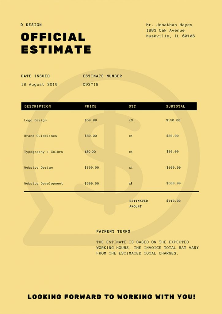 15 Simple Estimate Template Designs