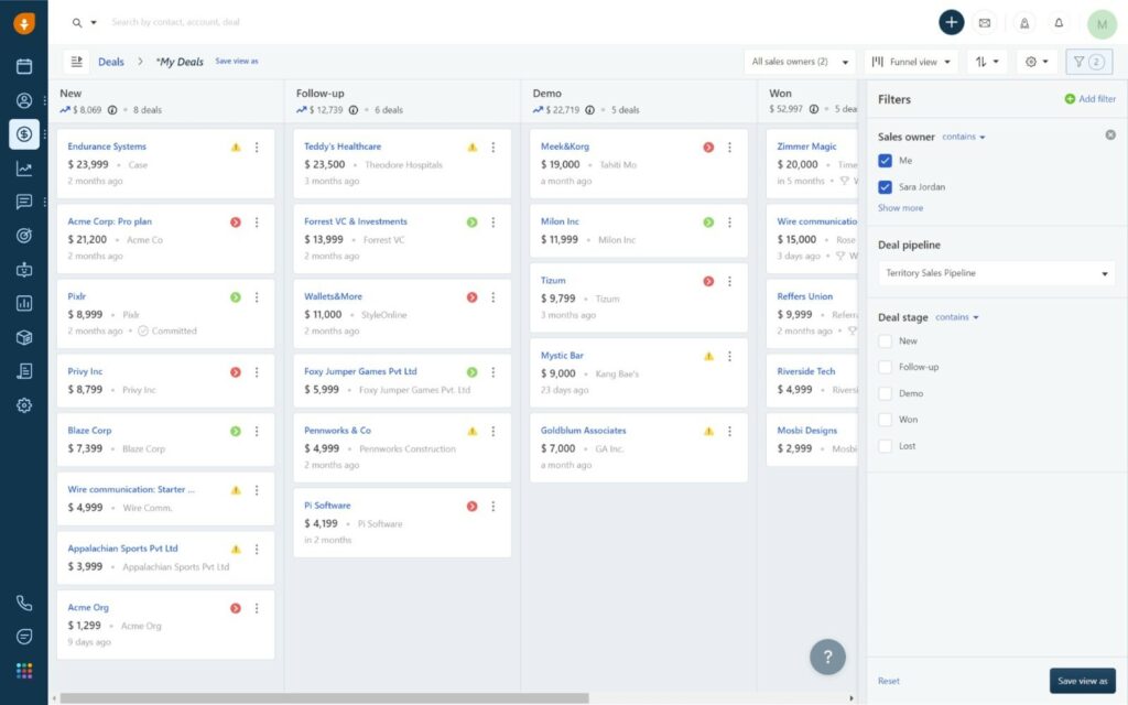 Deal management feature of Freshsales