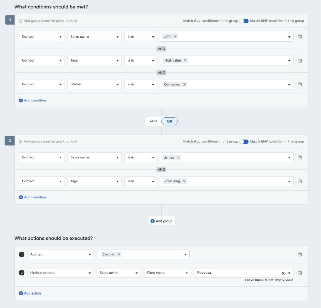 Workflow automation feature of Freshsales