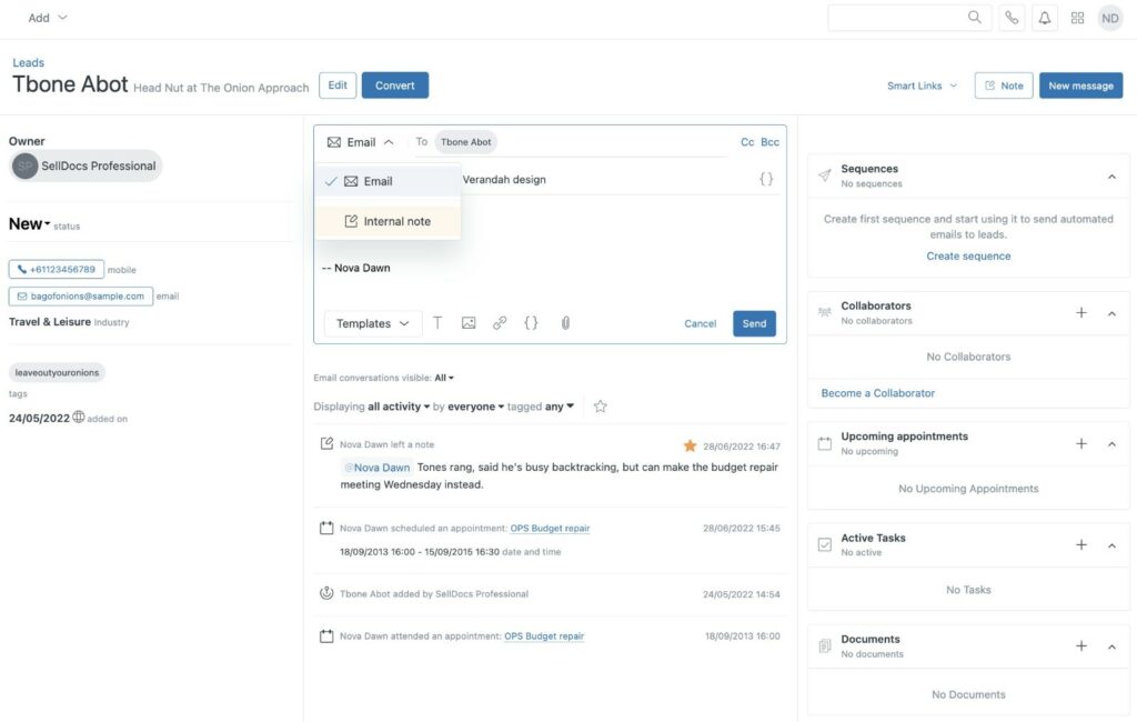 Email integration feature of Zendesk Sell