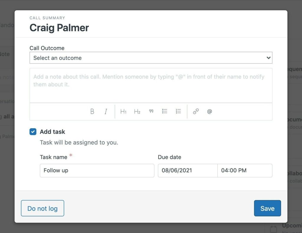 Power dialer feature of Zendesk Sell