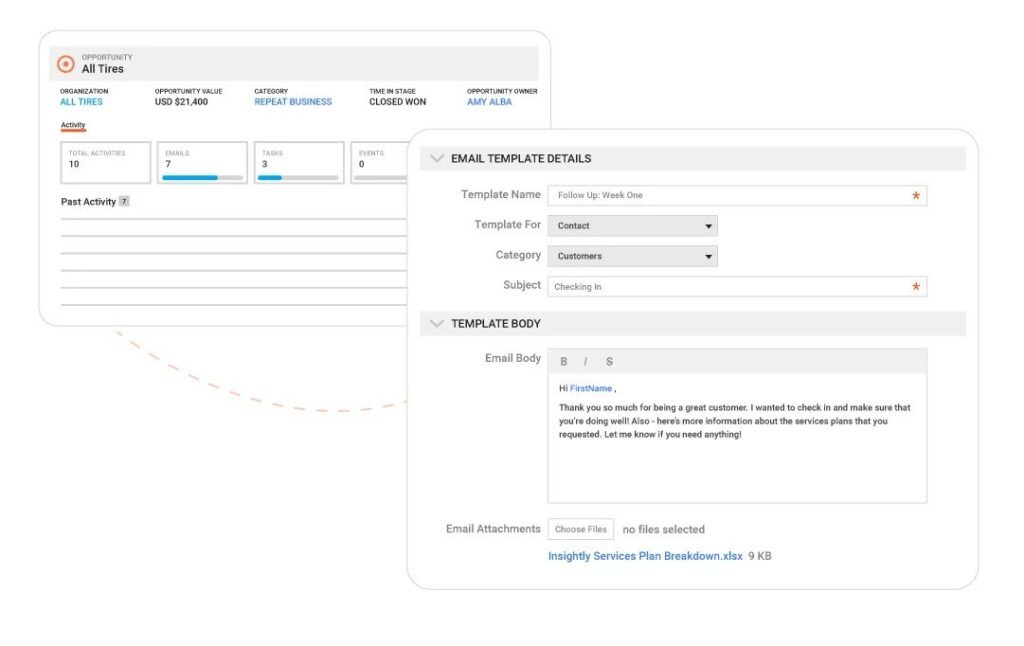 Automated, customized emails feature of Insightly CRM