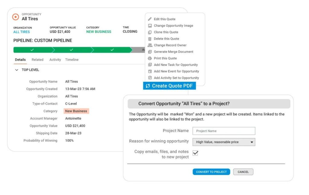 Task management feature of Insightly CRM