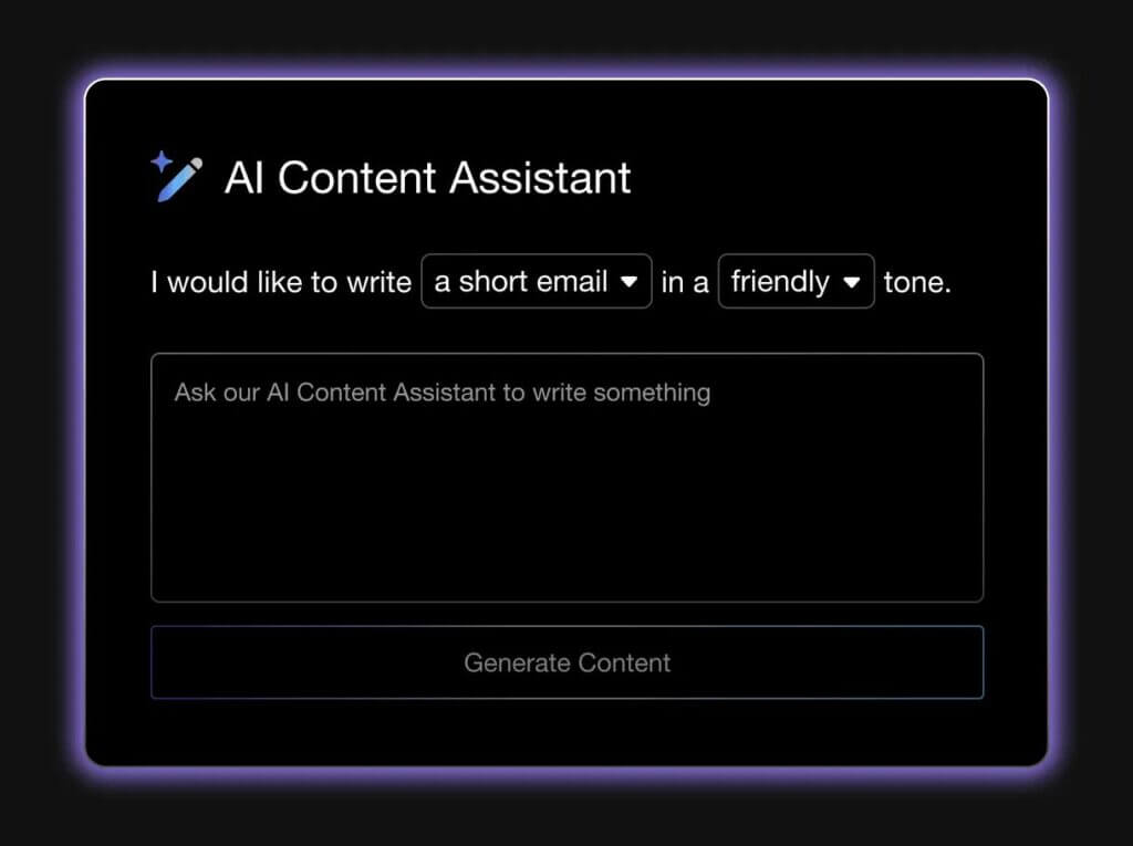 AI content assistant feature of Capsule CRM