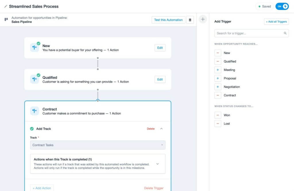 Workflow automation feature of Capsule CRM