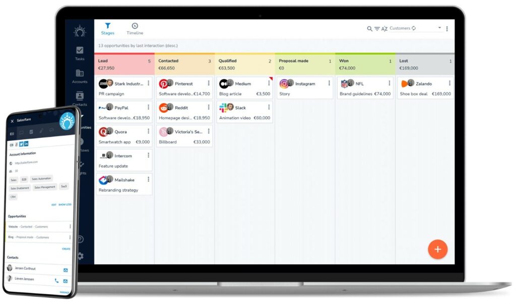 Salesflare CRM dashboard