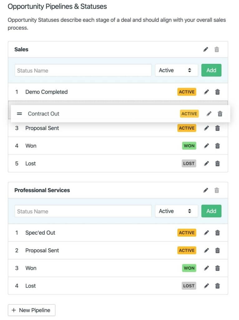 Pipeline management feature of Close CRM